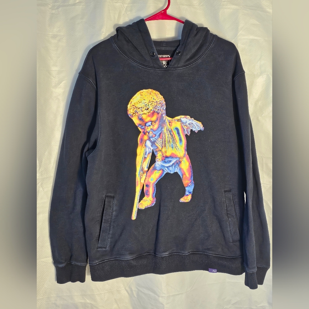 PRPS Black Hoodie with Colorful Angel Graphic Size XL